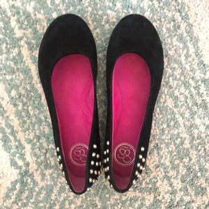 Jessica Simpson Studded Black Suede Ballet Flats